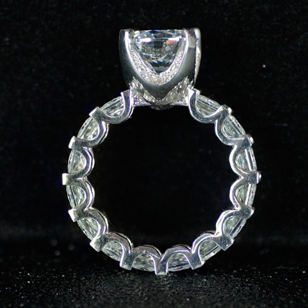 SOLID 925 STERLING SILVER DIAMOND RING, CUTE RING, SHINY RING. - Picture 4 of 7